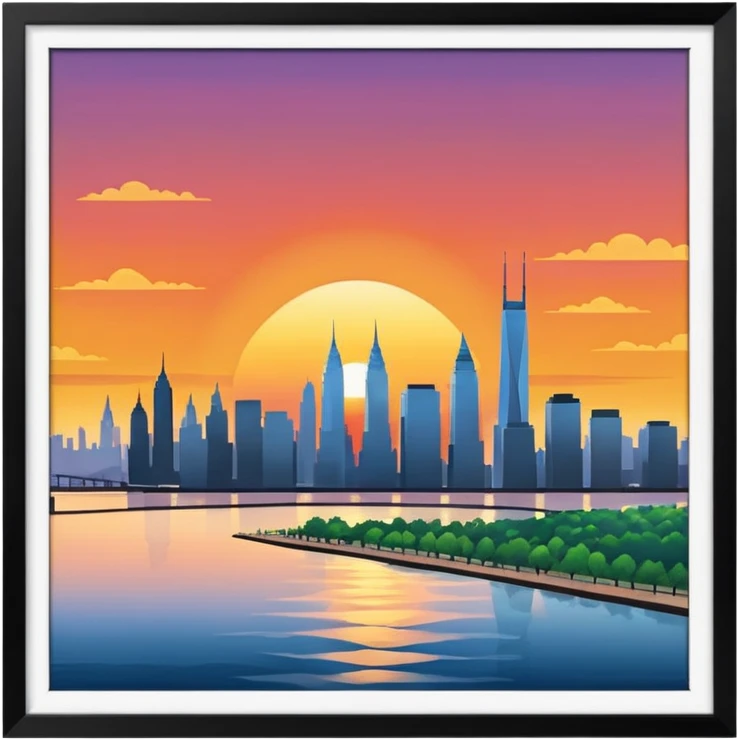 sunset east river city skyline in distance emoji