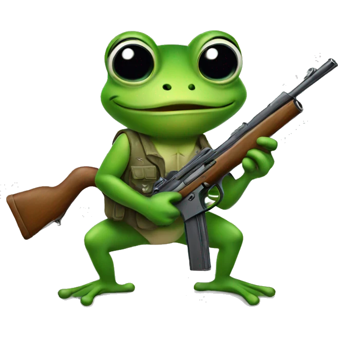 Frog holding gun emoji