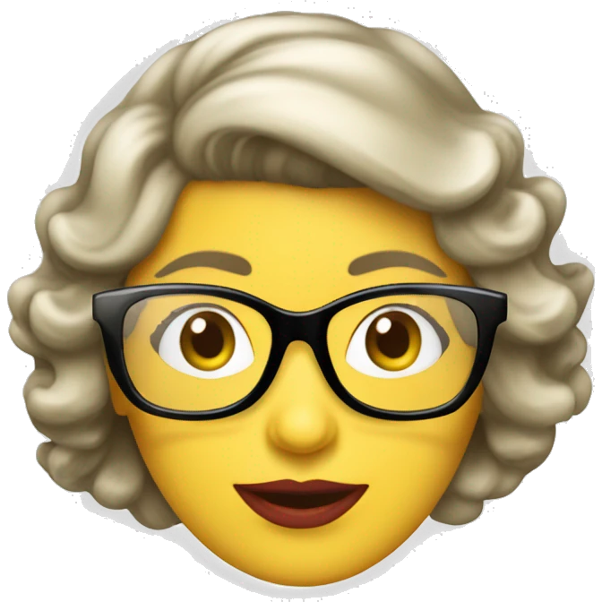mujer 50's  años pelo blanco gafas emoji