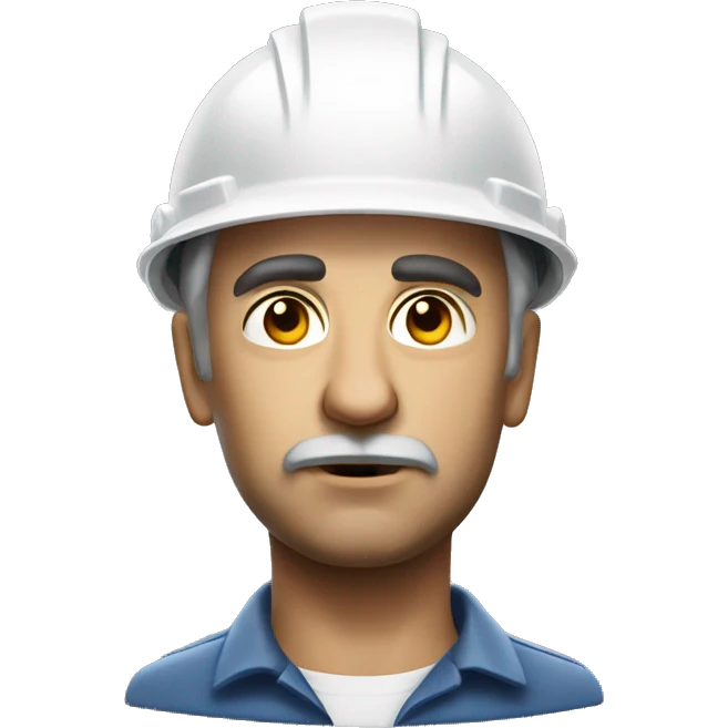 photorealistic Soviet serious man wearing a construction helmet emoji