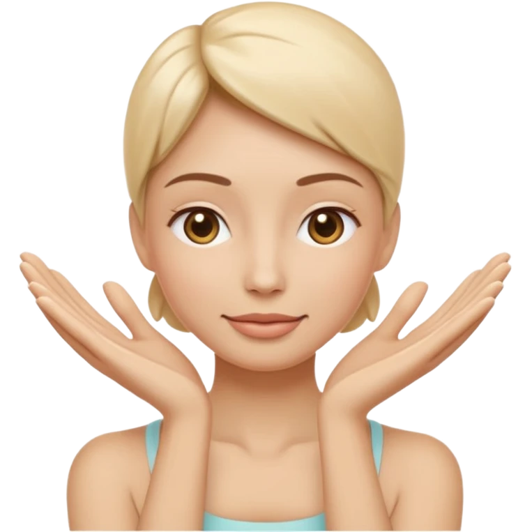 Minimal wellness-style emoji showing skin tightening, a hand gently lifting and supporting facial skin upward, subtle lifting gesture, smooth contours, natural and calm look, non-medical, non-cosmetic, no makeup, no injections, no surgery, clean, modern, trustworthy wellness aesthetic emoji