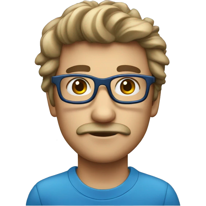 Un maestro con los ojos azules y gafas y con pelo canoso emoji