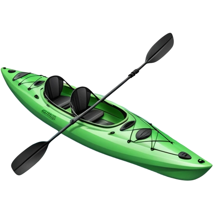 An icon showing a close-up of a sleek kayak with double-bladed paddles gliding through water. Splashes surround the boat as it cuts across a calm surface, symbolizing speed and focus. Transparent background emphasizes the dynamic and personal nature of kayak paddling. emoji