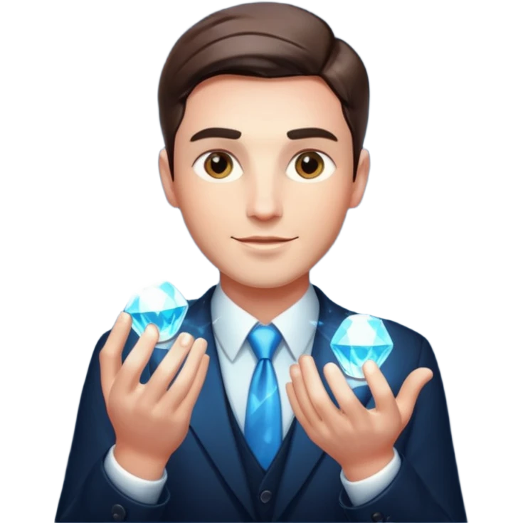 business man holding sparkling diamonds emoji