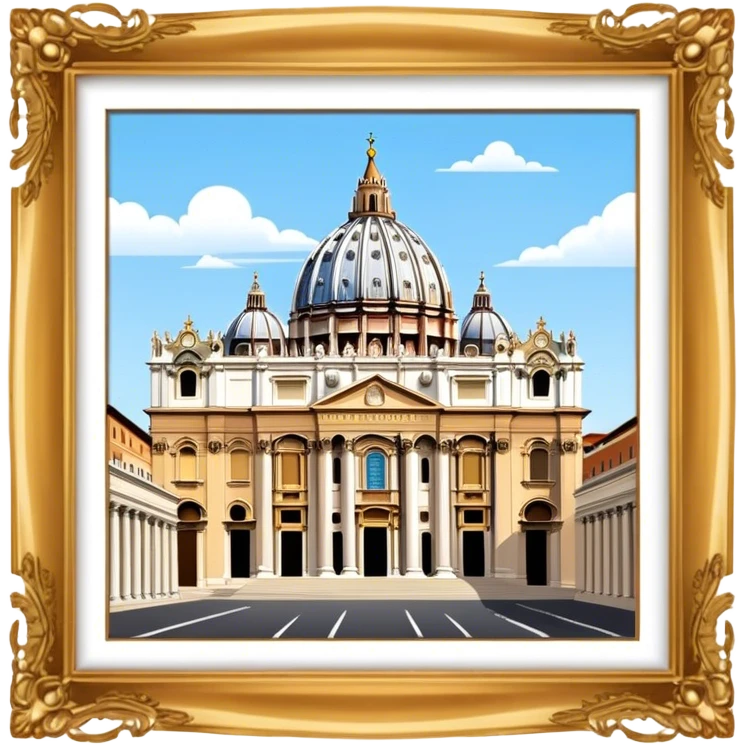 Cinematic Realistic St. Peter's Basilica Landmark Emoji, depicted with majestic, ornate architecture rendered with lifelike detail and regal lighting. emoji