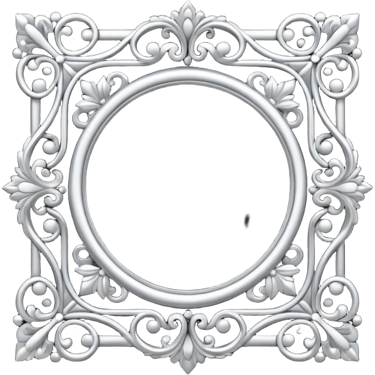 Black and silver filigree Frame, 3D, extremely detailed design emoji