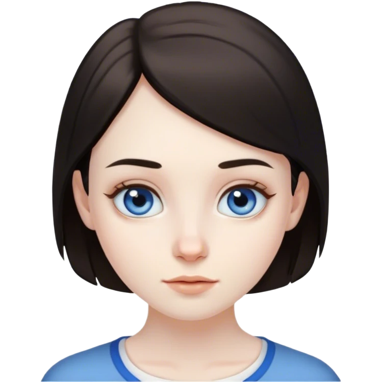 beautiful pale brunette girl with brown eyes and pale man short black hair tiny beard blue eyes emoji
