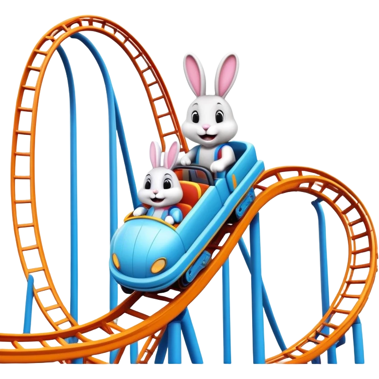 roller coaster with a bunny mascot, representing Walibi amusement park emoji
