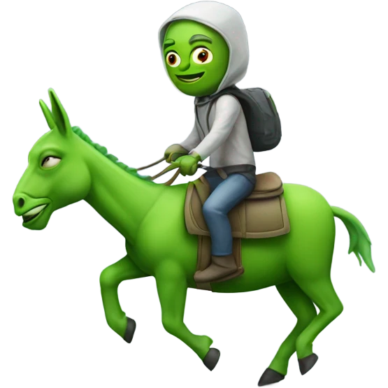 Alien riding a green donkey  emoji