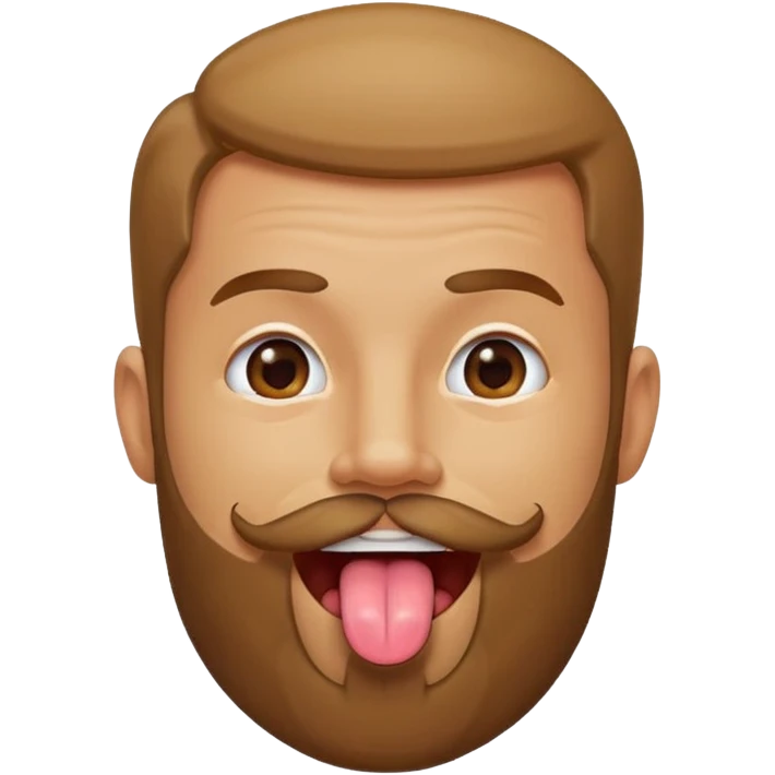 Man with beard sticking tongue out with peace sign under tongue emoji