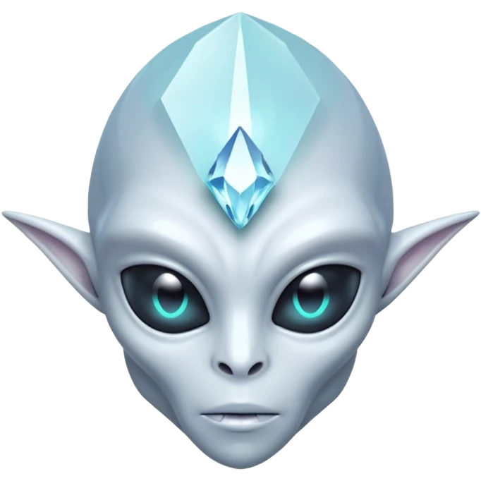 crystal alien portrait, head and shoulders only, transparent crystal skin, glowing core inside chest, sharp geometric features, 3D cartoon, mobile game icon style, clean background, no text, no watermark
 emoji