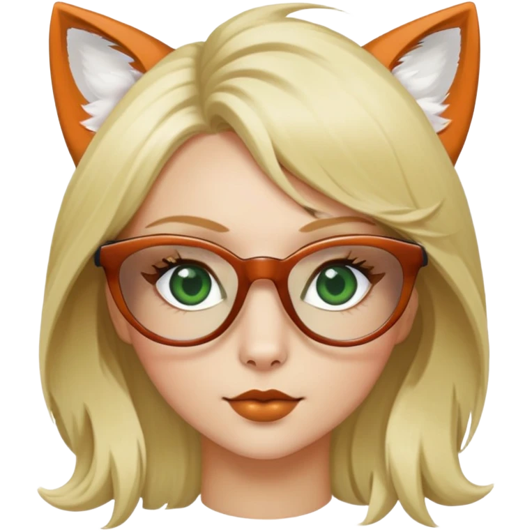 Io occhi verdi occhiali a forma di volpe capelli biondi media lunghezza nelle ciglia emoji