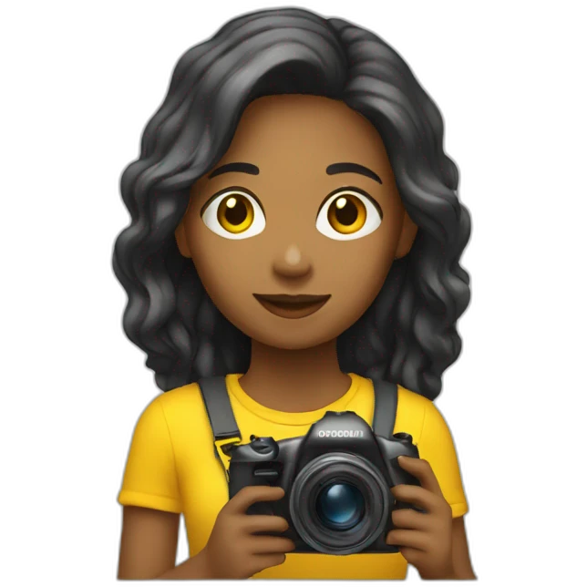 girl with a yellow camera emoji