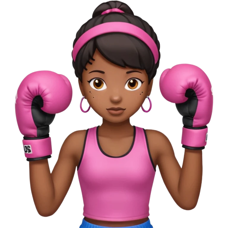 Black girl with pink boxing gloves  emoji