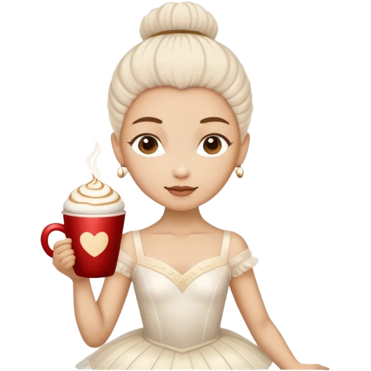 Bailarina de ballet con cabeza de un café capuchino emoji