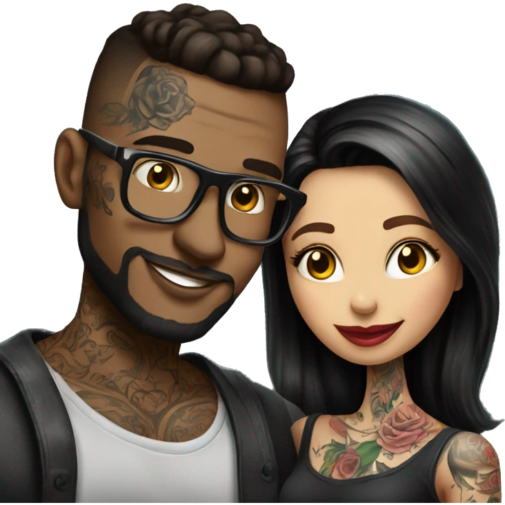 Romantic movie theater date for beautiful tattooed couple emoji