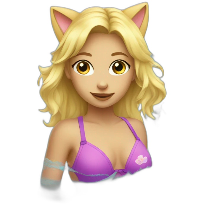 hot catgirl blonde swim suit emoji