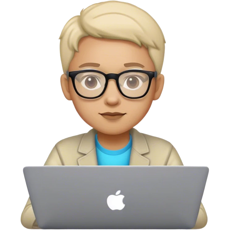 An emoji of a person with a laptop wearing glasses and with a slight neon glow emoji