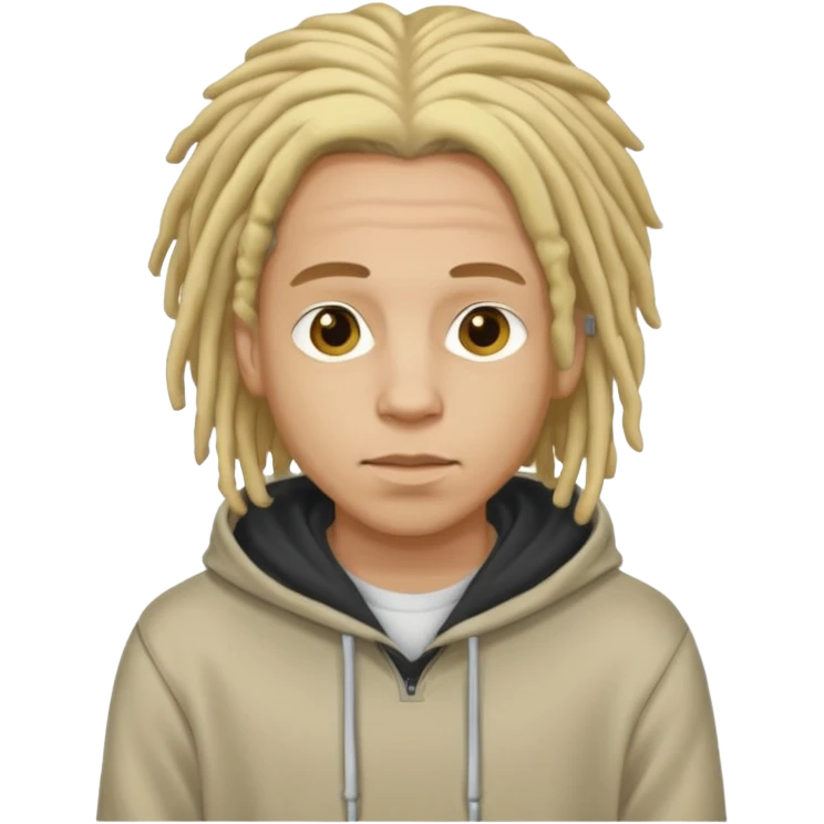 blonde long dreadlocks man with hoodie emoji