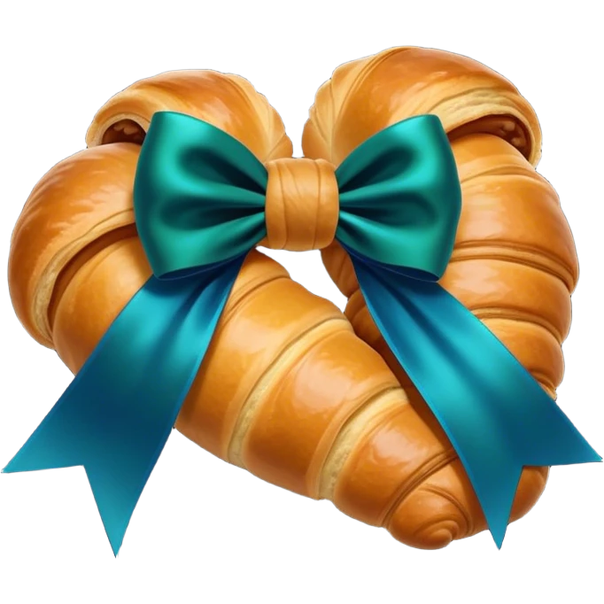 croissant with blue and deep green bow emoji