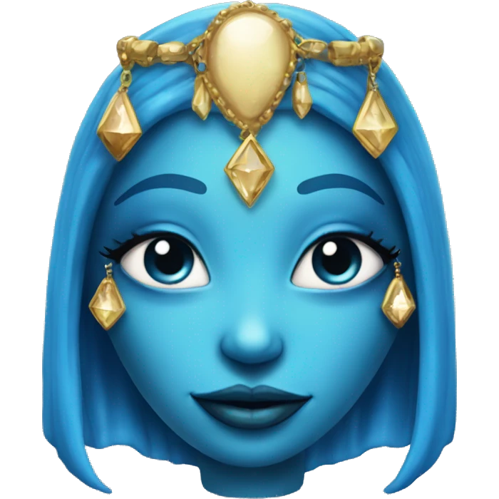 female blue alien baddie with jewelry emoji