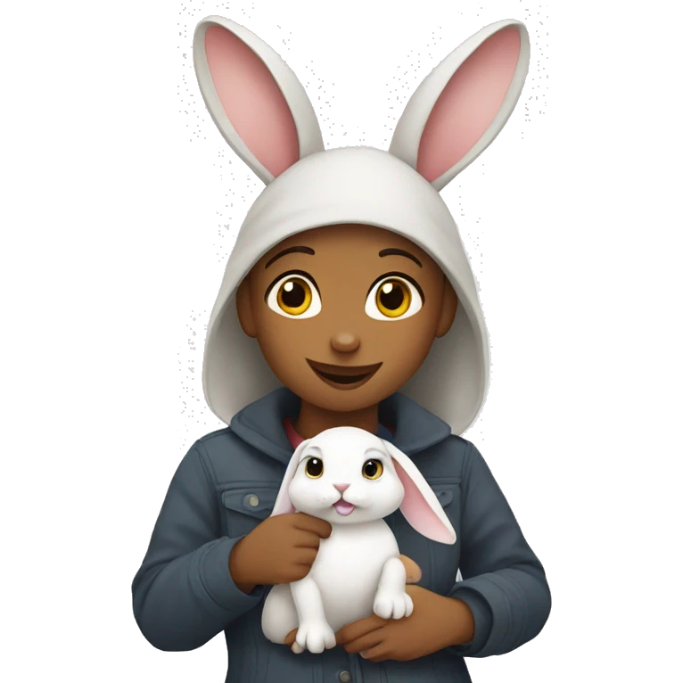 Rabbit with girl emoji