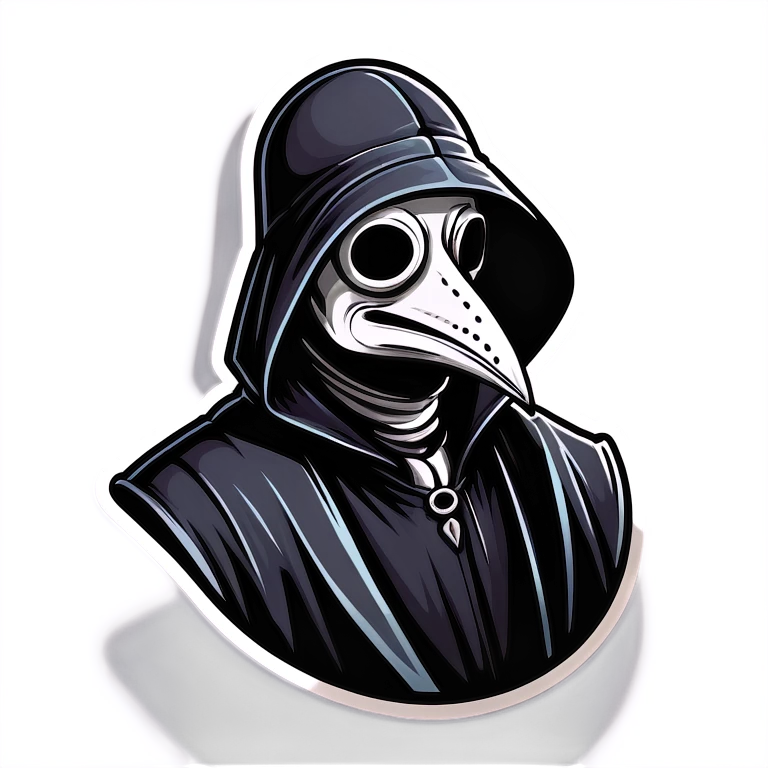 Man wearing black plague doctor mask in a hood emoji