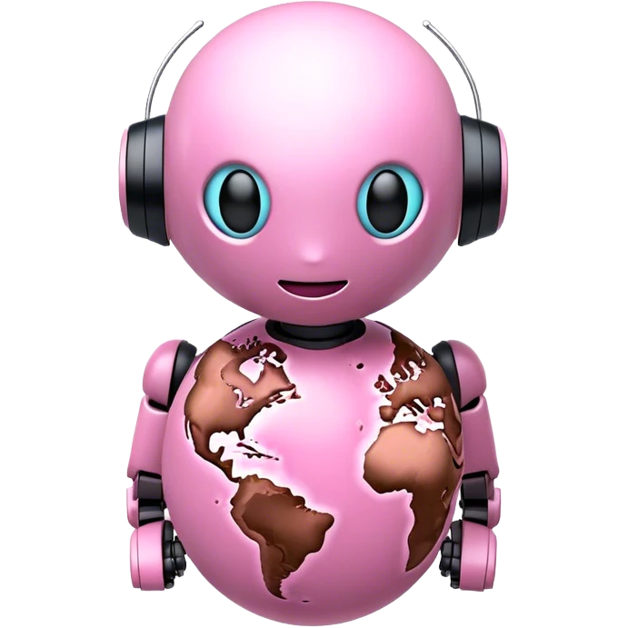 robotic 3d pink earth  emoji
