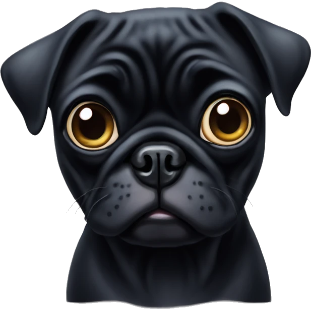 black pug with really big eyes emoji
