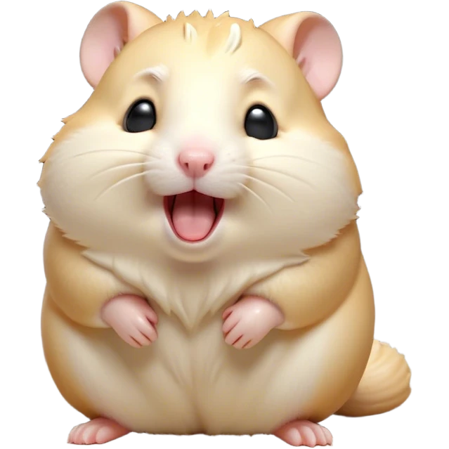 Cinematic Cute Yawning Cream Hamster Portrait Emoji, Head tilted slightly with a dramatic, wide-open yawn, showcasing a soft, pristine cream coat with tiny droopy ears, round dark eyes barely open in drowsy contentment, Simplified yet irresistibly adorable features, highly detailed, glowing with a soft, cozy glow, high shine, relaxed yet expressive, stylized with a touch of whimsy, bright and endearing, soft glowing outline, capturing the essence of a sleepy yet affectionate hamster, so drowsy it feels like it could stretch out of the screen and curl up for a nap! emoji