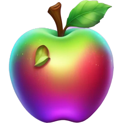 Iridescent, shiny cute neon apple emoji