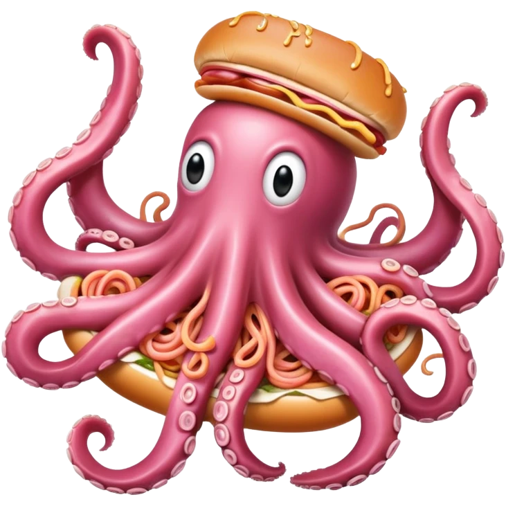 pink spaghetti slop octopus hot dog  emoji