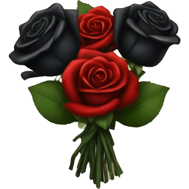 Gothic Black roses and red roses in a bouquet  emoji