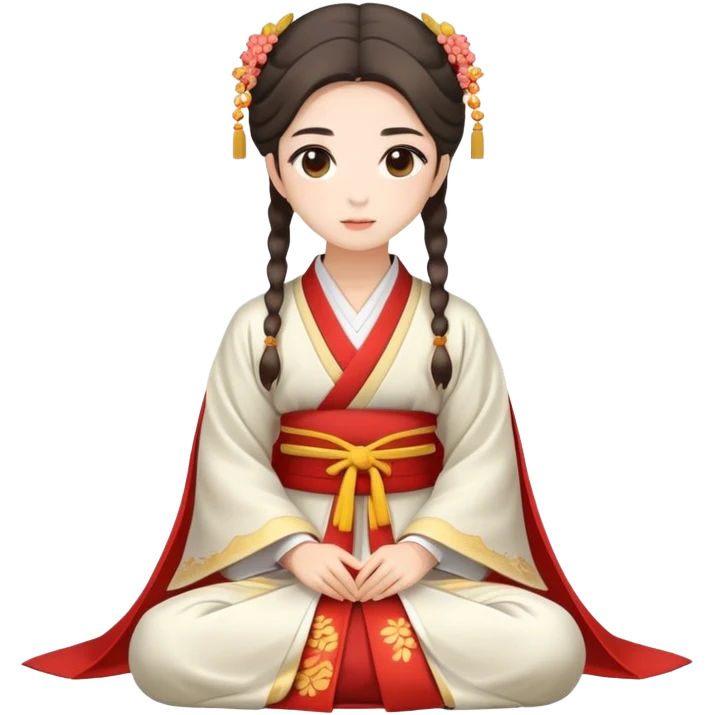 Beautiful girl in Hanfu sitting on the ground emoji