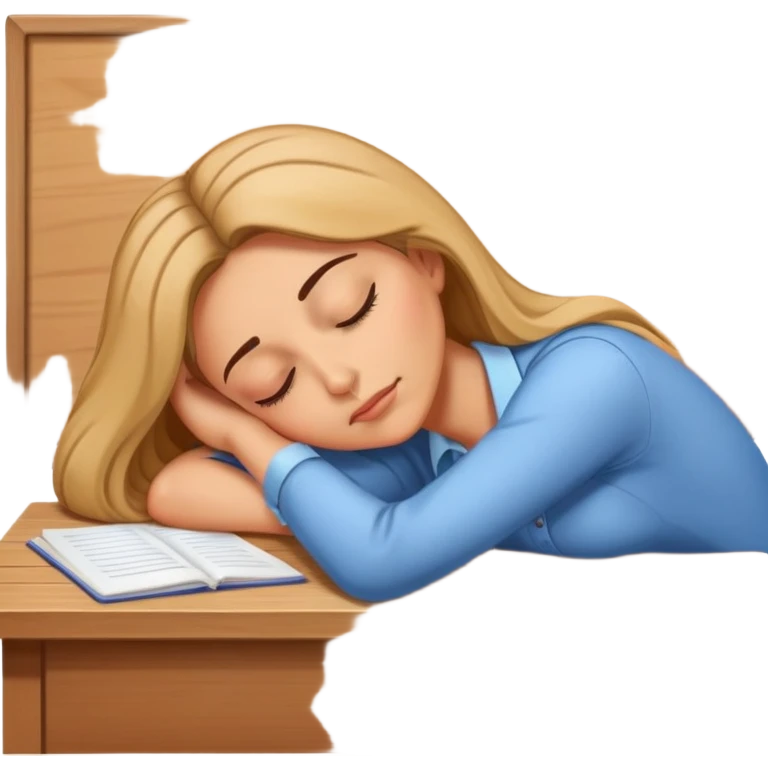 Tired woman teacher sleeping with head on desk emoji