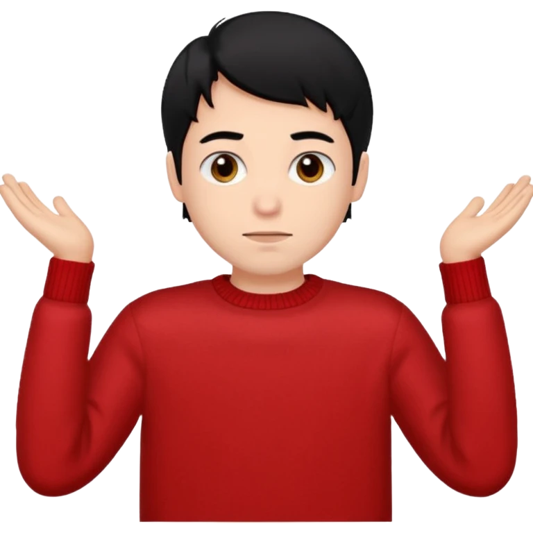 emoji of a guy with a red sweater, brown eyes, and black hair, simple and expressive emoji