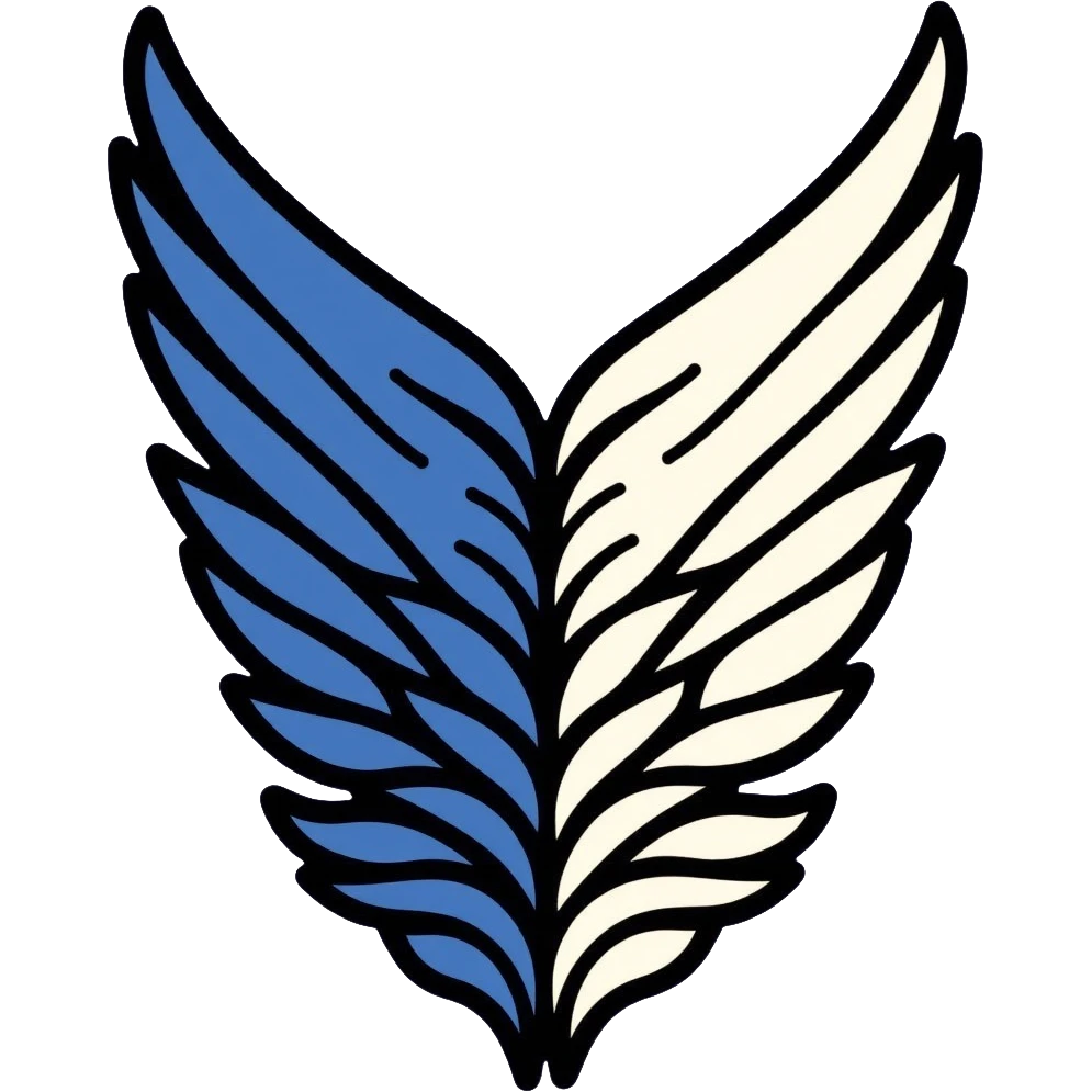 Wings of Freedom logo from Attack on Titan, overlapping blue and white wings, Survey Corps emblem emoji