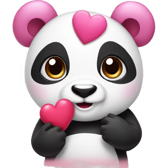 pink panda holding a heart  emoji
