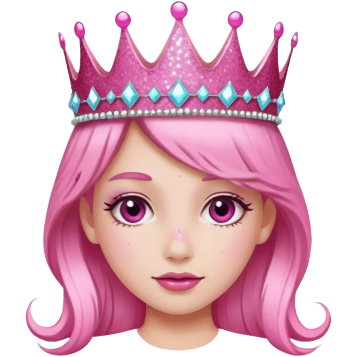 pink girl glitter crown emoji