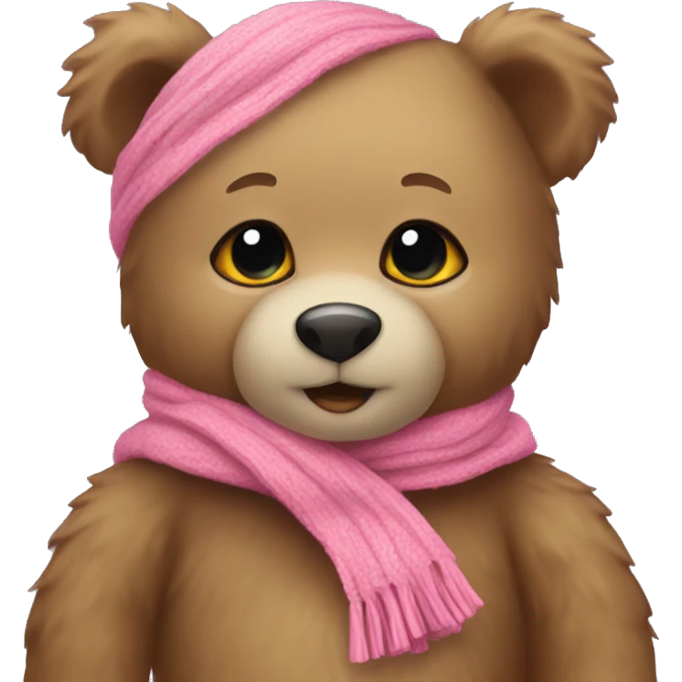 Teddy bear with a pink scarf  emoji