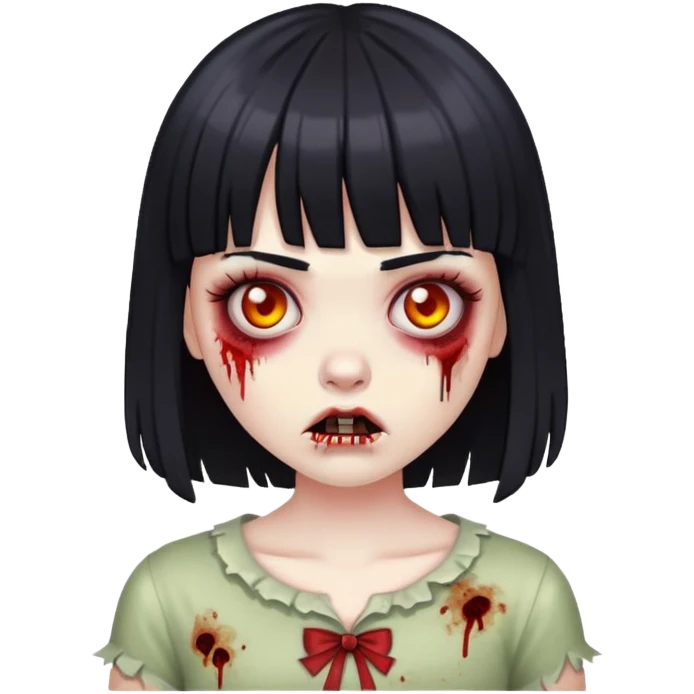 Zombie girl with Black bangs hair emoji