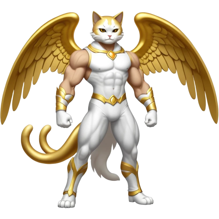 Golden Divine god angel Omni Black and white Super muscular Buff sigma Gigachad cat full body tuxedo colored  emoji