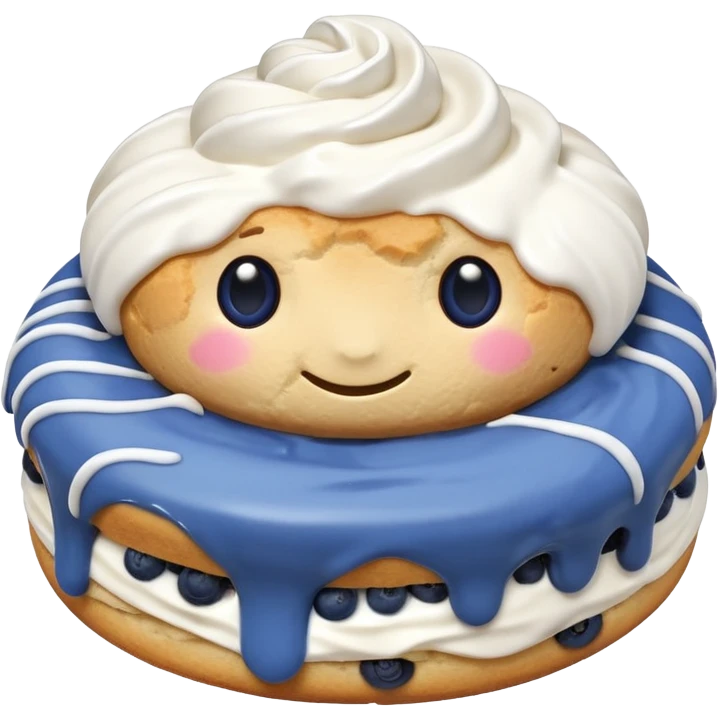 plain blueberry biscuit with single white icing swirl on top emoji