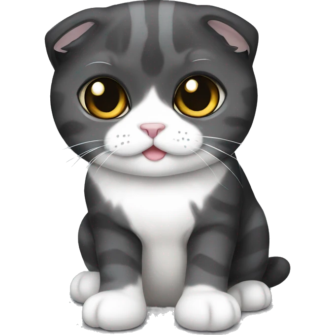 black and white scottish fold cat emoji