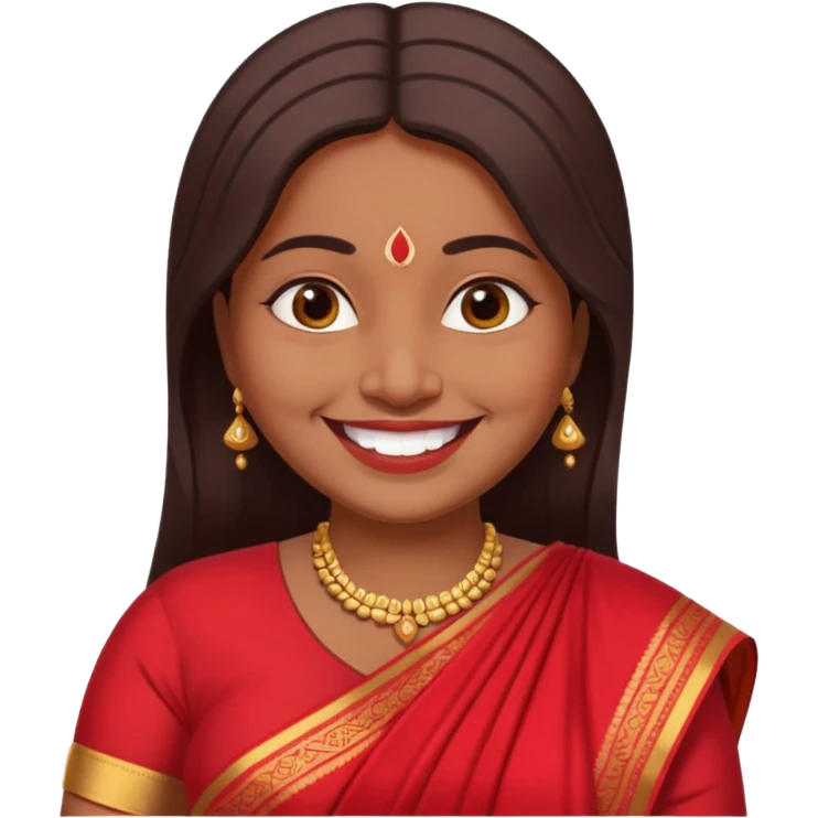 40 yr old chubby indian woman, dark skin, straight brown hair, big smile, white teeth emoji