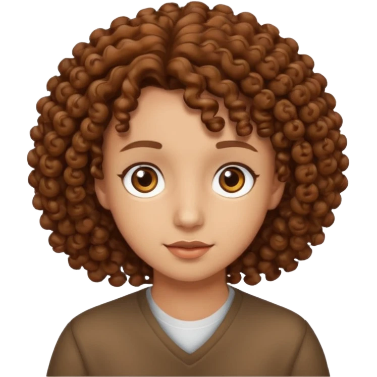 Nano con capelli ricci marroni, occhi marroni emoji