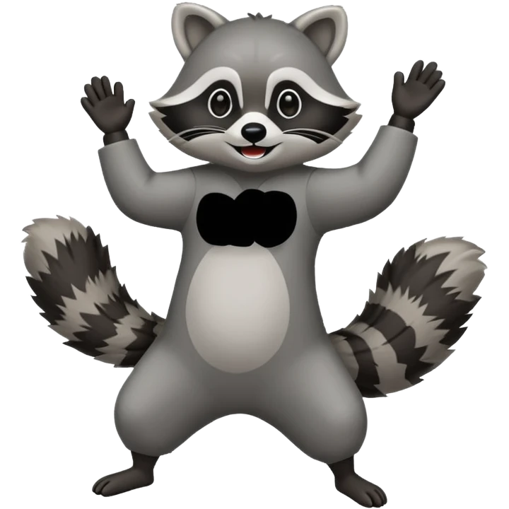 a full body raccoon celebrating / dancing  emoji