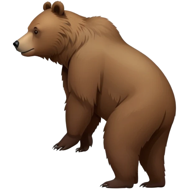 Realistic grizzly bear on all four legs, minimalist style, natural pose, side view emoji