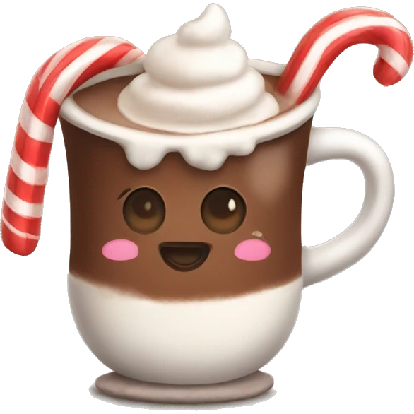 Cozy hot cocoa with candy cane sticking out emoji