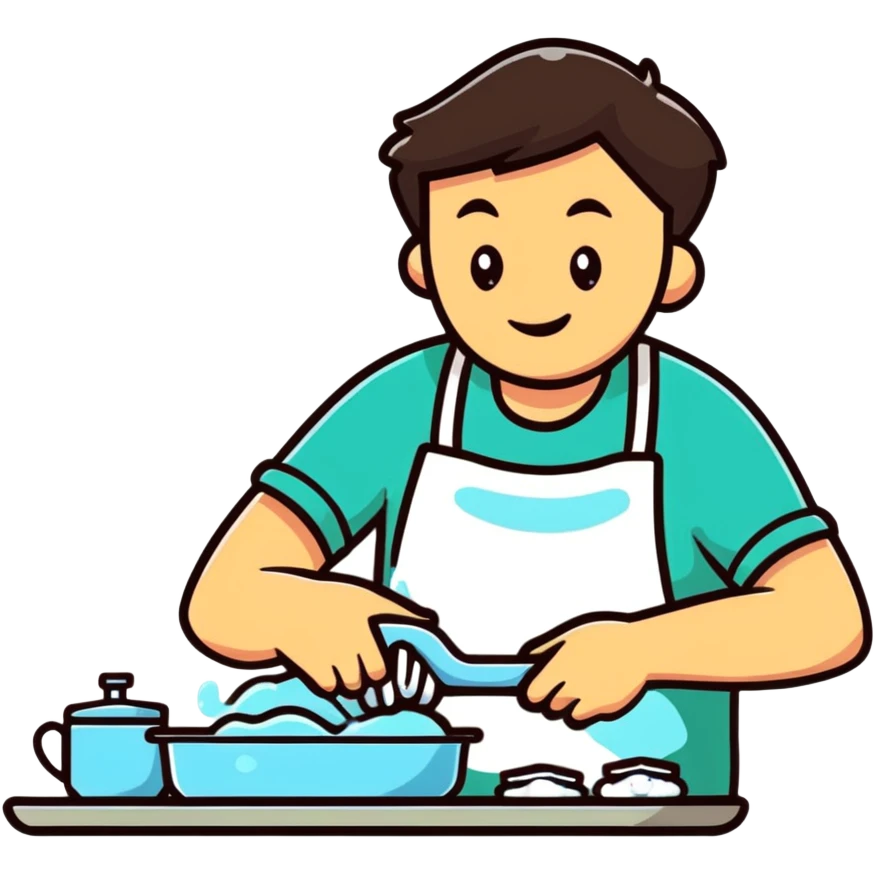 man washing dishes in kitchen emoji
